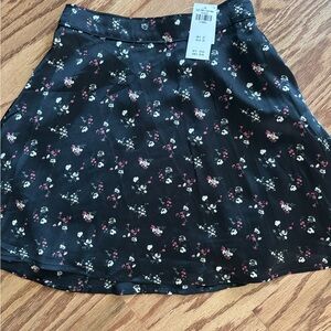 NWT Hollister Black Floral A-Line Skirt